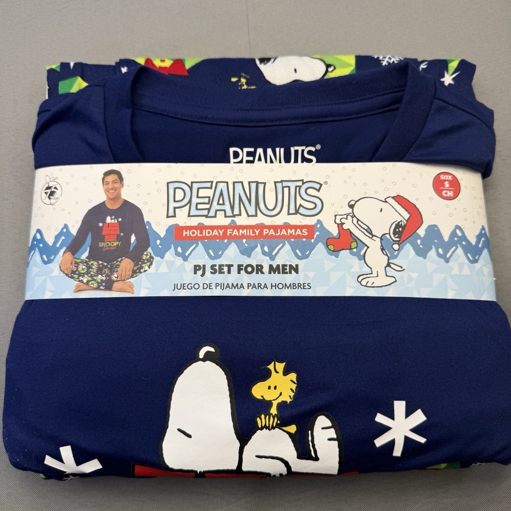 Peanuts Snoopy Men's 2 Piece Sleepwear Pajama Set Sz S 34-36 Long Sleeve New!!